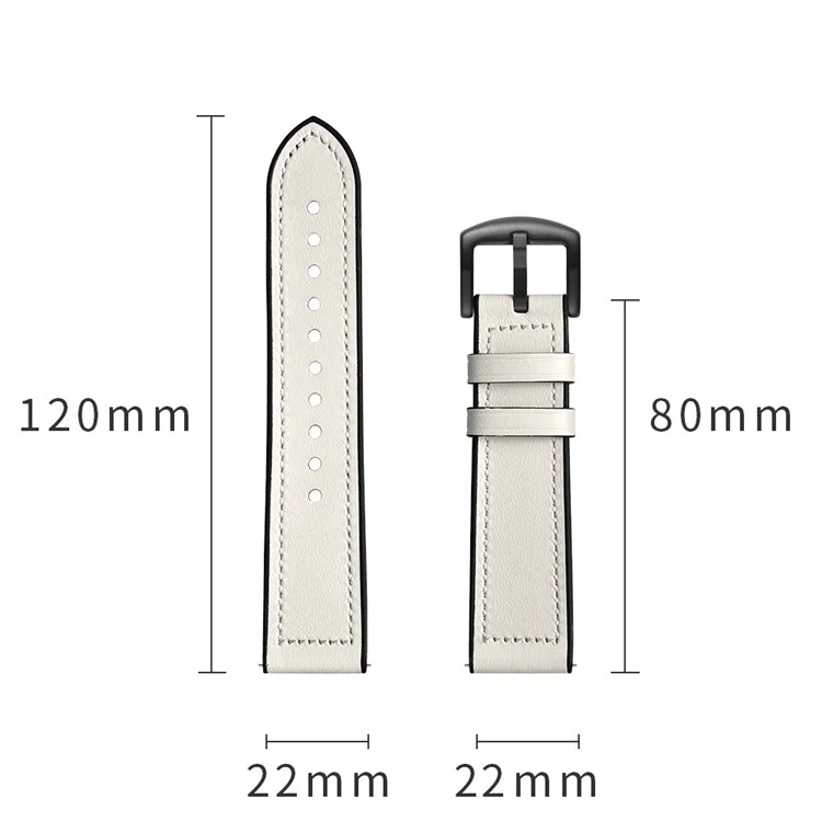 Para Samsung Galaxy Watch 46mm Silicone Cowhide Leather GW-Titanium Silver 22mm Watch Band - Branco