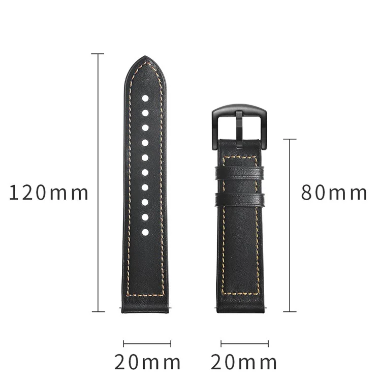 20mm Echtes Leder Beschichtetes Silikon Smart Watch-Band Für Garmin VivoActive 3 / VivoLove HR - Schwarz