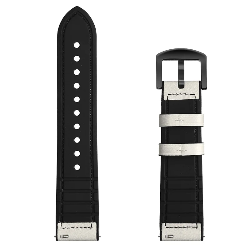 20mm Genuine Leather Coated Silicone Smart Watch Band for Garmin Vivoactive 3/Vivomove HR - White