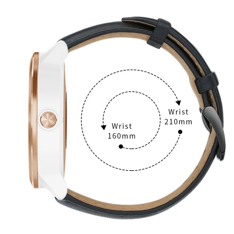 Pour Garmin Vivoactive 3/Vivomove HR Top-layer Cowhide Leather Watch Strap 20mm - Noir