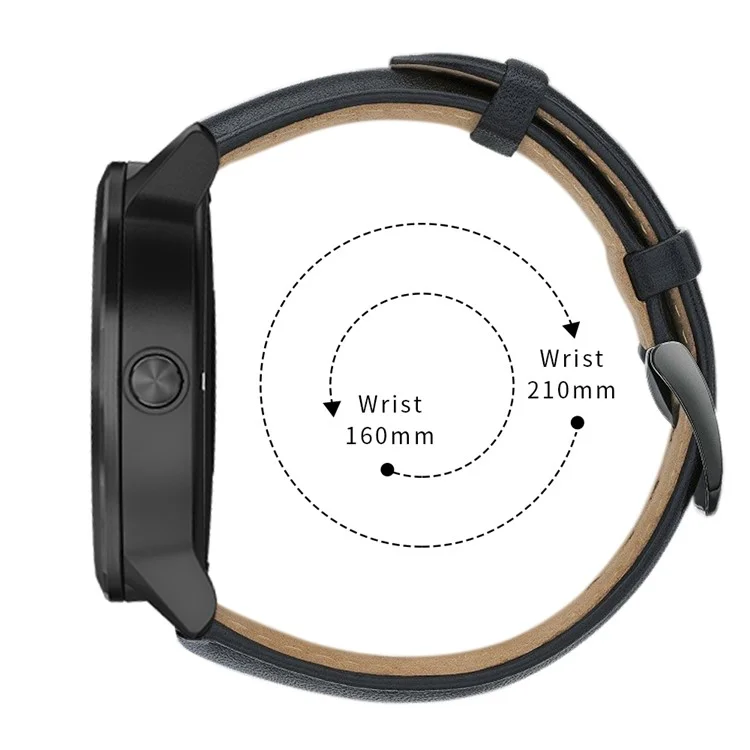 Pour Garmin Vivoactive 3/Vivomove HR Top-layer Cowhide Leather Watch Strap 20mm - Noir