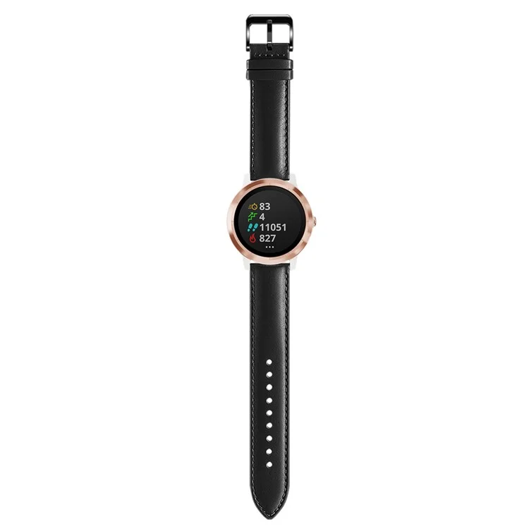 Pour Garmin Vivoactive 3 / Vivomove HR Top-layer Cowhide en Cuir Watch 20 mm - le Noir