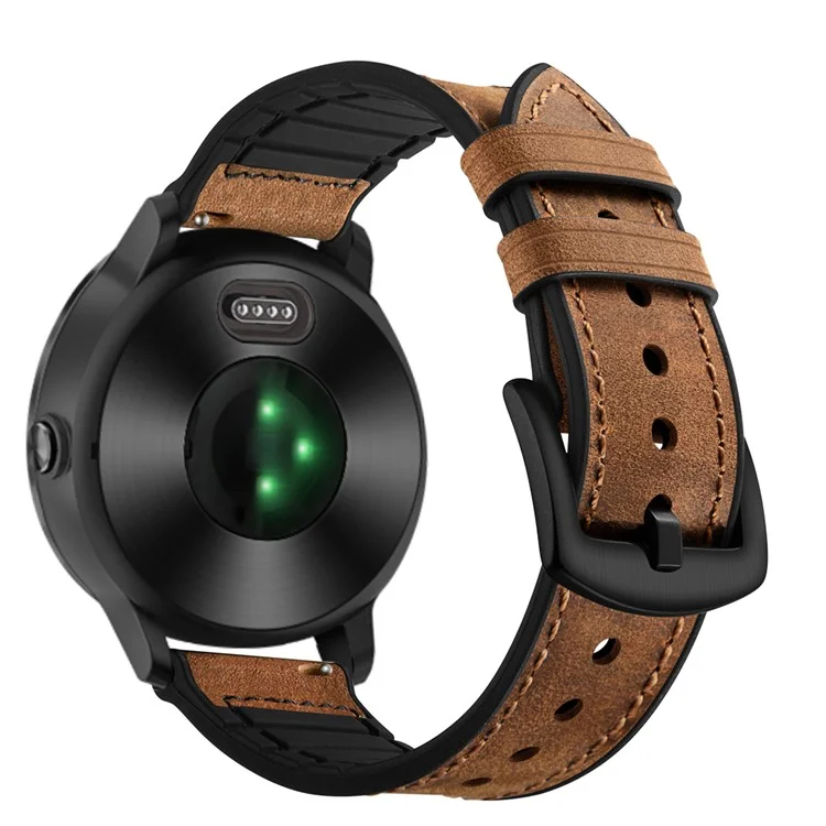 20mm echtes Leder beschichtetes Silikon-Smartwatch-Band für Garmin Vivoactive 3/Vivomove HR