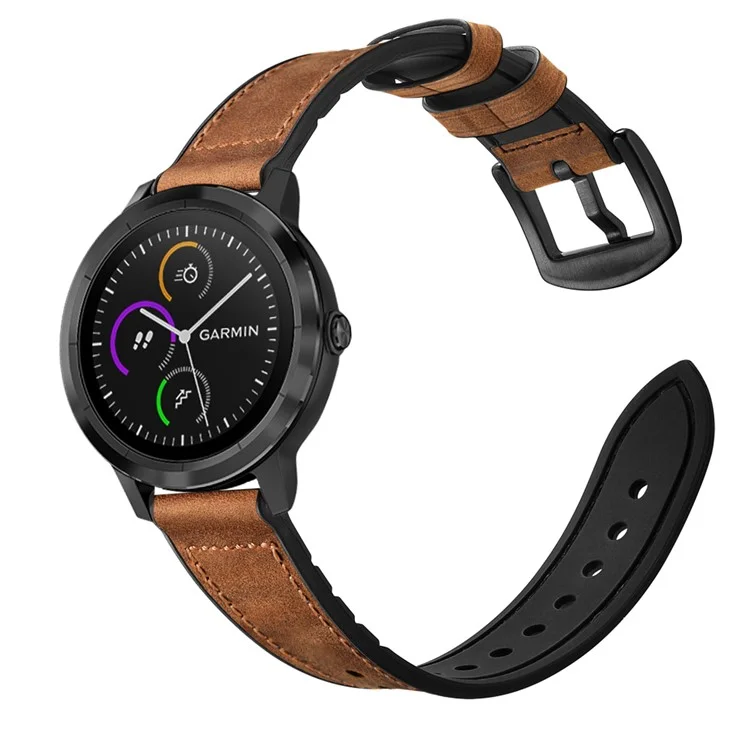 20mm echtes Leder beschichtetes Silikon-Smartwatch-Band für Garmin Vivoactive 3/Vivomove HR