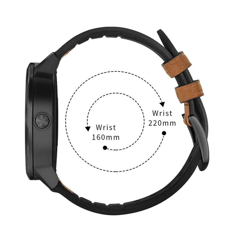 20mm Genuine Leather Coated Silicone Smart Watch Band for Garmin Vivoactive 3/Vivomove HR