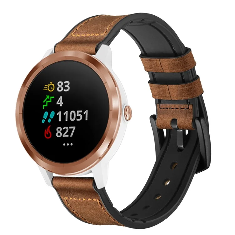 20mm echtes Leder beschichtetes Silikon-Smartwatch-Band für Garmin Vivoactive 3/Vivomove HR