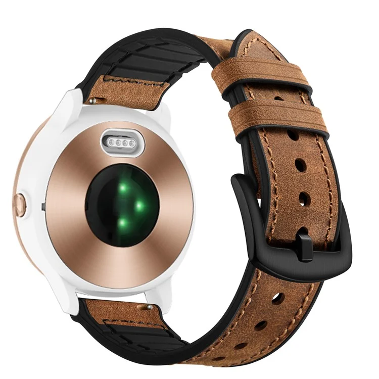 20mm echtes Leder beschichtetes Silikon-Smartwatch-Band für Garmin Vivoactive 3/Vivomove HR
