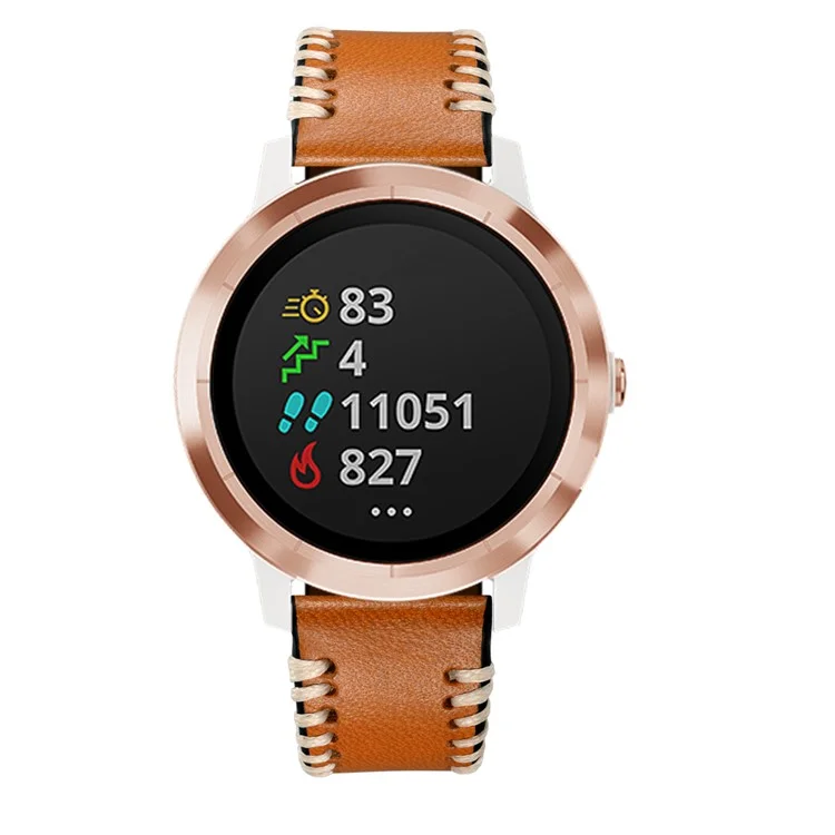 Costelas de Porco de 20 mm Estilo Banda de Relógio de Couro Genuíno Para Garmin Vivoactive 3/vivomove hr - Castanho