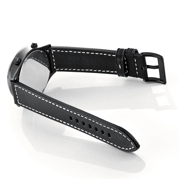 22mm Echter Leder -uhren -gurt -ersatzband Für Samsung Gear S3 Classic/S3 Frontier - Schwarz