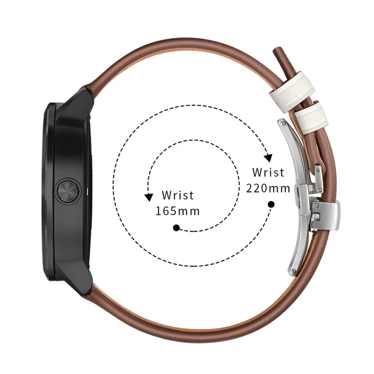 20mm Top-layer Cowhide Leather Genuine Leather Watch Strap Replacement for Garmin Vivoactive 3 / Vivomove HR - Silver+White