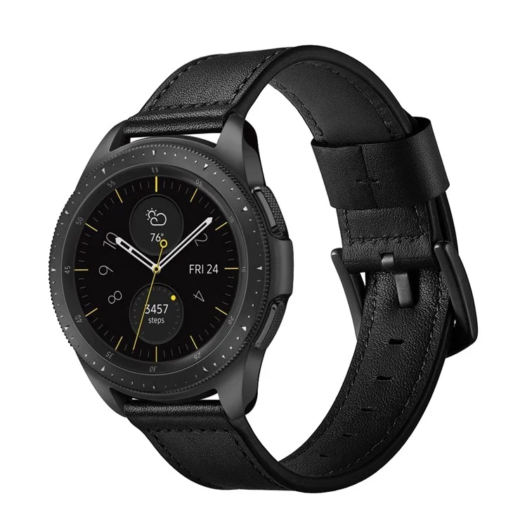 Pour Samsung Gear S3 Classic / S3 Frontier 22 mm Tail Couteau Authentique Band de Remplacement de la Montre en Cuir - le Noir