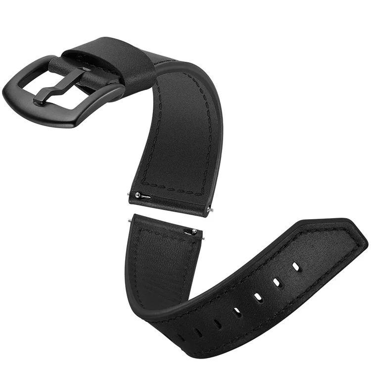 Pour Samsung Gear S3 Classic / S3 Frontier 22 mm Tail Couteau Authentique Band de Remplacement de la Montre en Cuir - le Noir