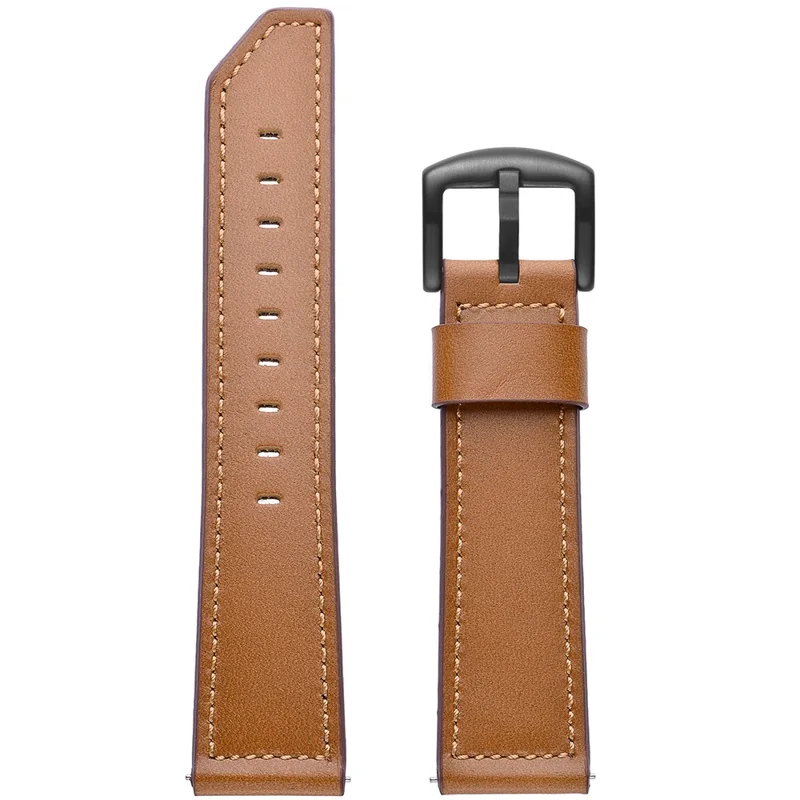 For Huawei Watch GT 7 46mm / Samsung Gear S3 Classic / S3 Frontier Quick-Release-22mm Knife Tail Genuine Leather Watch Strap Replacement Band - Brown