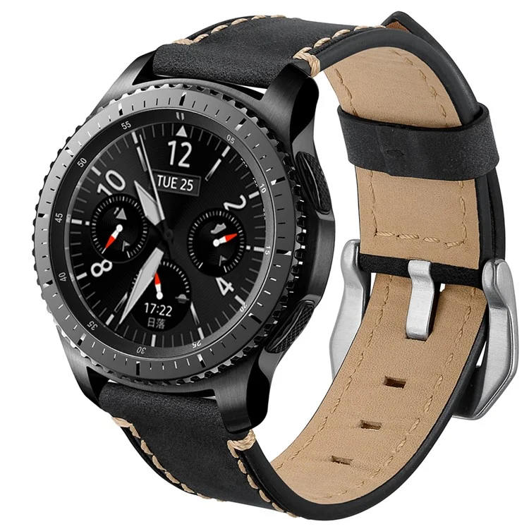 Cinta de Relógio de Couro Genuíno de 22 mm Para Samsung Gear S3 Classic / S3 Frontier - Preto