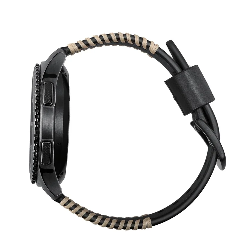 22 -мм Верхний Слой Кожаный Кожаный Часовой Ремешок Замены Часовых Часов Для Samsung Gear S3 Classic/S3 Frontier - Черный