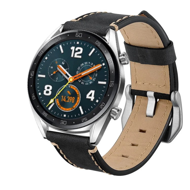 Bracelet de montre en véritable cuir de 22 mm pour Huawei Watch GT / Watch 2 / Watch Magic - Noir
