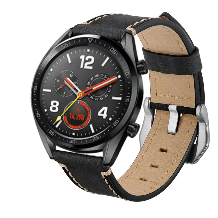 Bracelet de montre en véritable cuir de 22 mm pour Huawei Watch GT / Watch 2 / Watch Magic - Noir