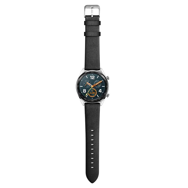 Bracelet de montre en cuir véritable de 22 mm pour Huawei Watch GT / Watch Magic / Watch 2 - Noir