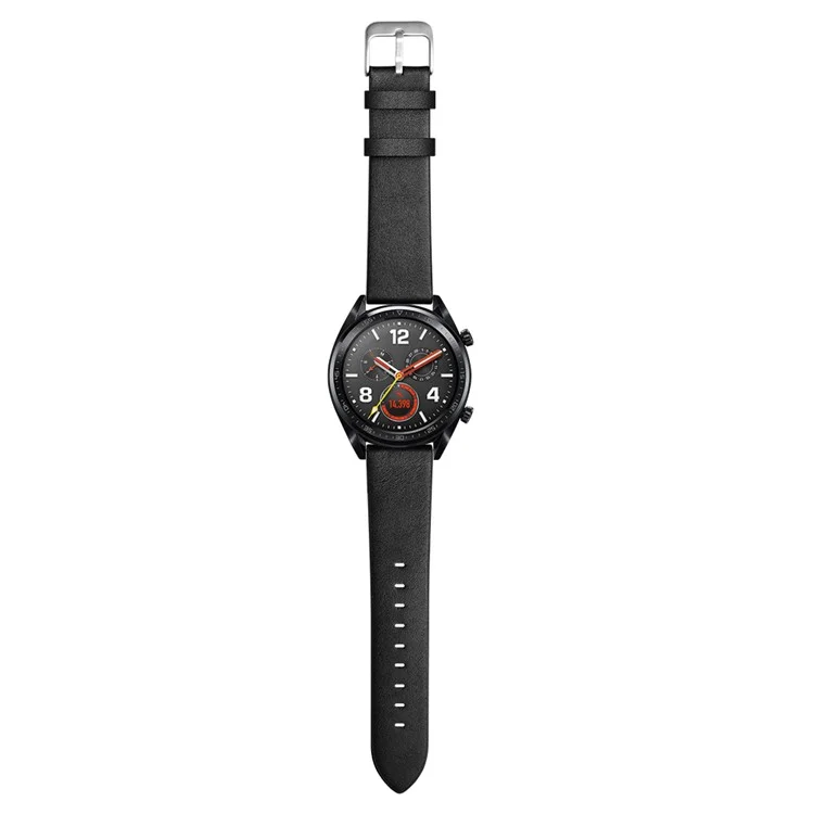 Bracelet de montre en cuir véritable de 22 mm pour Huawei Watch GT / Watch Magic / Watch 2 - Noir