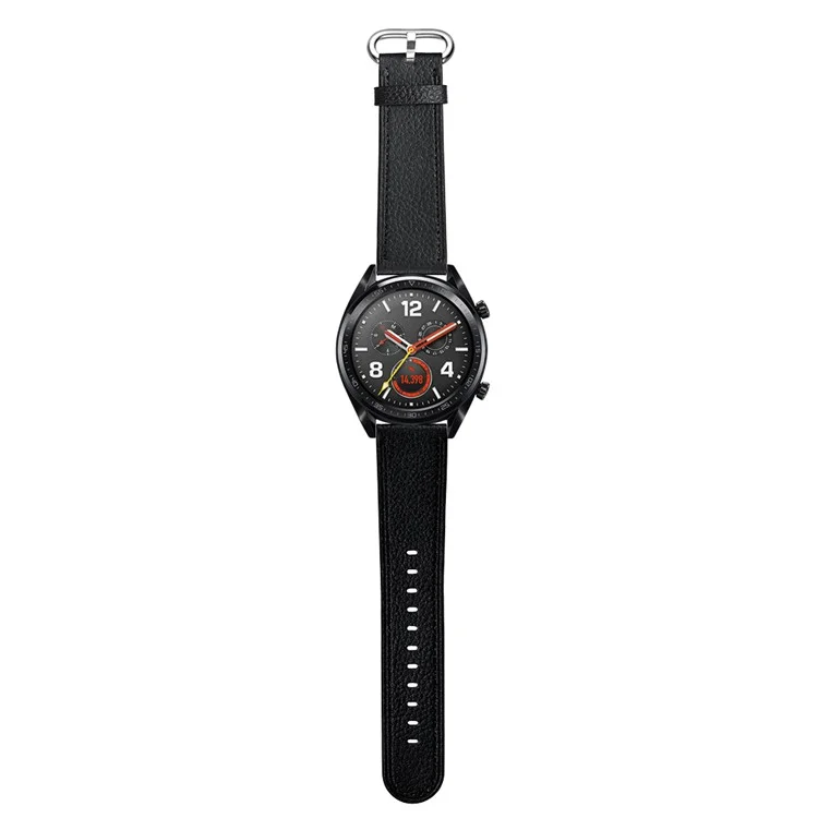 22mm Top Remplacement De La Bracelet De Montre Intelligente En Cuir Véritable Pour Huawei Watch GT1 / 2 / Regarder La Magie - Noir