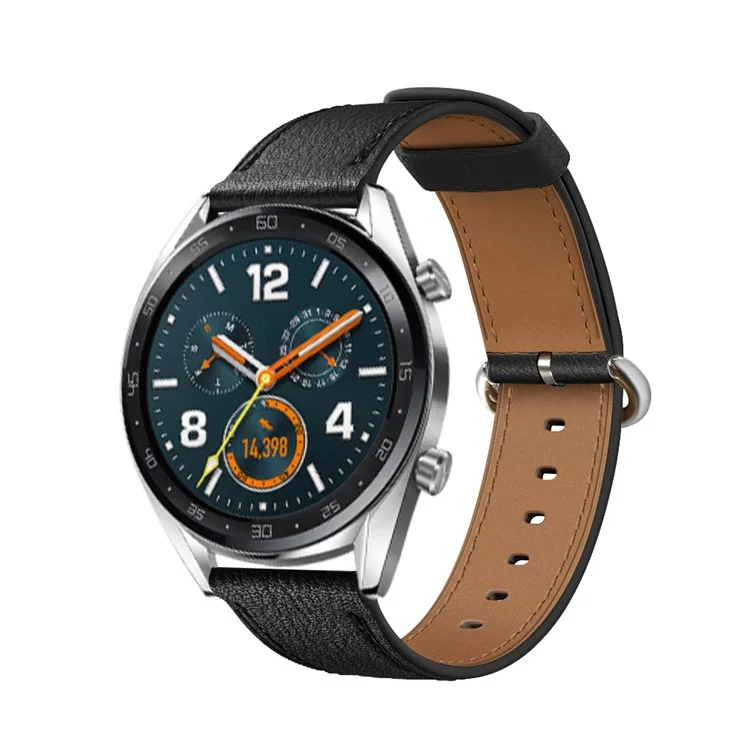 22mm Top Remplacement De La Bracelet De Montre Intelligente En Cuir Véritable Pour Huawei Watch GT1 / 2 / Regarder La Magie - Noir