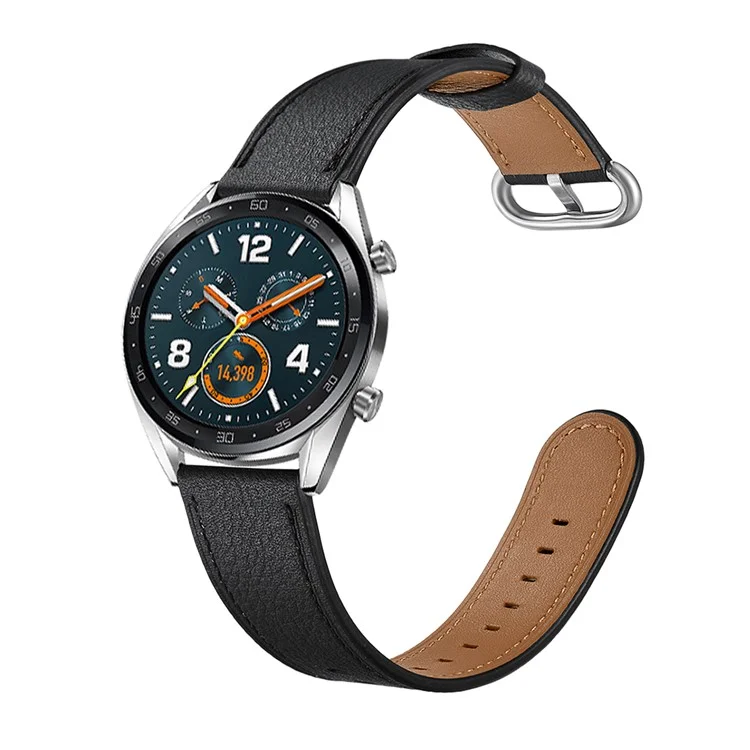 22mm Top Remplacement De La Bracelet De Montre Intelligente En Cuir Véritable Pour Huawei Watch GT1 / 2 / Regarder La Magie - Noir