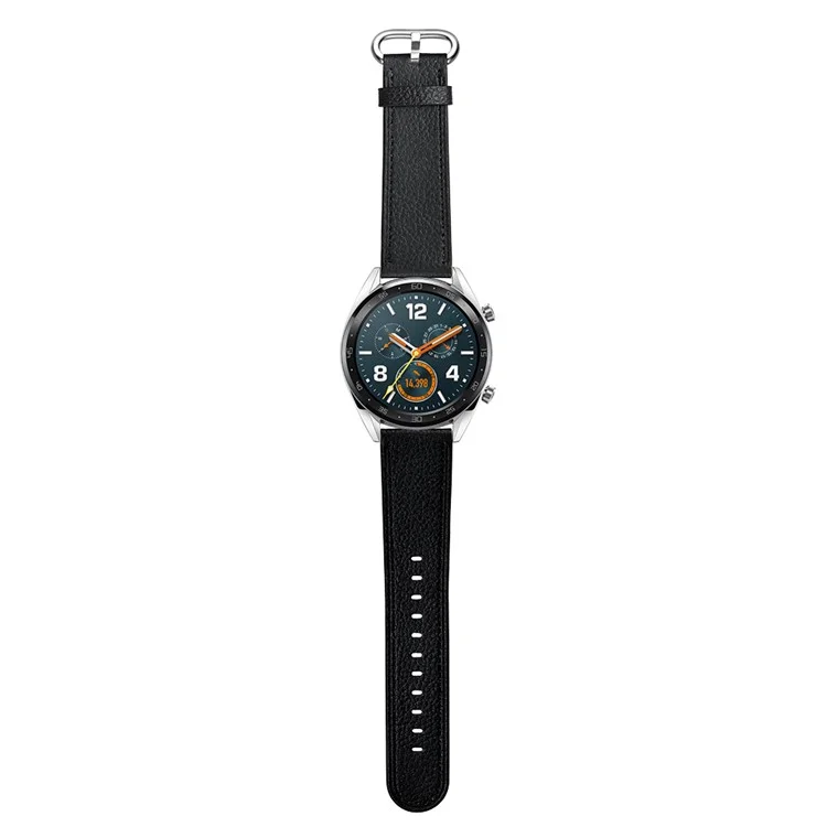 22mm Top Remplacement De La Bracelet De Montre Intelligente En Cuir Véritable Pour Huawei Watch GT1 / 2 / Regarder La Magie - Noir
