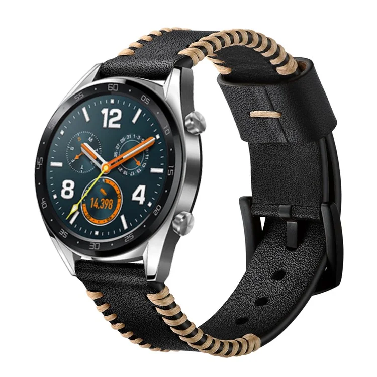 Strape de Montration de la Couir Anticine de 22 mm Pour Huawei Watch GT / GT 2 46 mm / Honor la Magie - le Noir