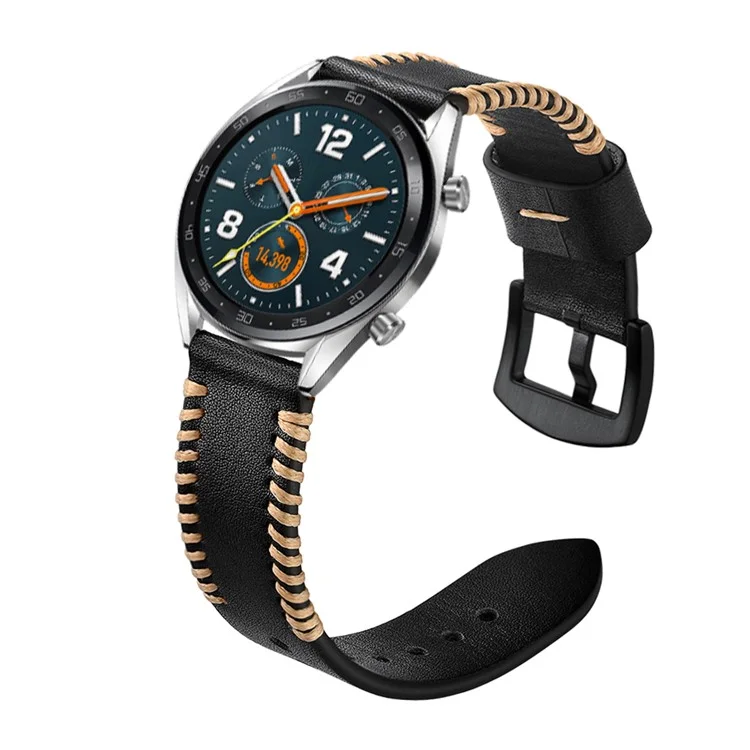 Strape de Montration de la Couir Anticine de 22 mm Pour Huawei Watch GT / GT 2 46 mm / Honor la Magie - le Noir