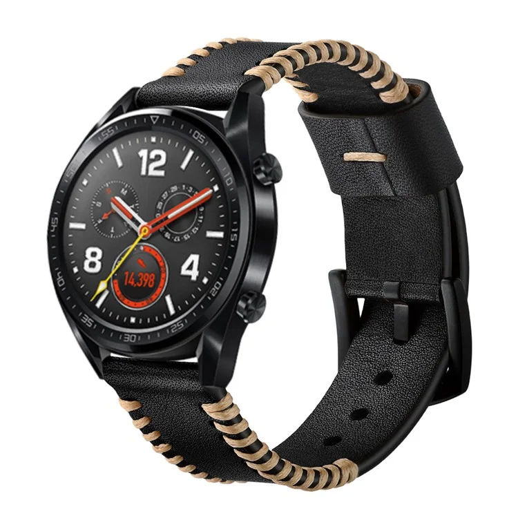 Strape de Montration de la Couir Anticine de 22 mm Pour Huawei Watch GT / GT 2 46 mm / Honor la Magie - le Noir