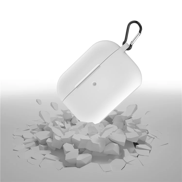 For Apple AirPods Pro Silicone Case with Buckle - White