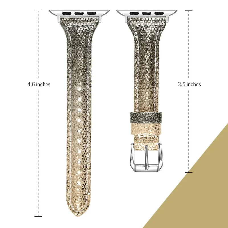 Bande de Montre Connectée Bling de Remplacement pour Apple Watch Series 11 10 42 mm / 9 8 7 41 mm / SE3 SE2 SE 6 5 4 40 mm / 3 2 1 38 mm - Noir / Or Rose