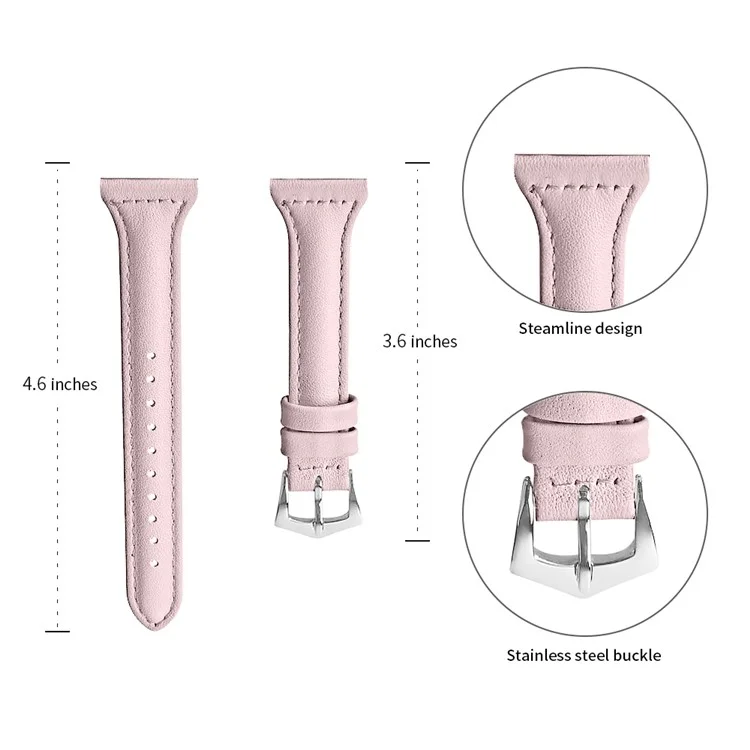 For Xiaomi Mi Watch Armband 18mm Genuine Leather Watch Strap - Pink