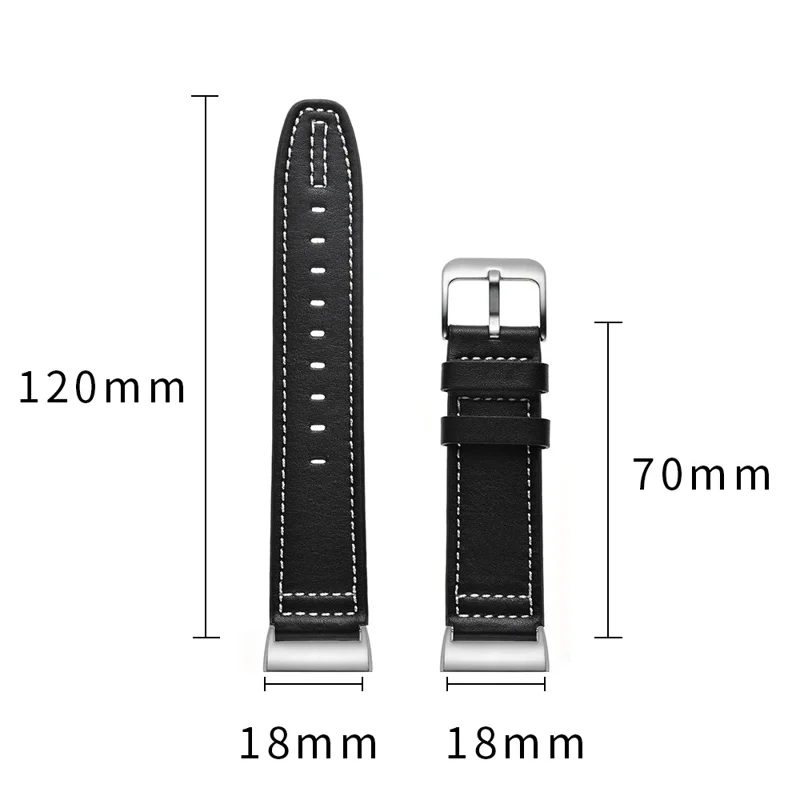 Genuine Leather Coated Smart Watch Band Strap for Fitbit Charge 4 / 3 - Black