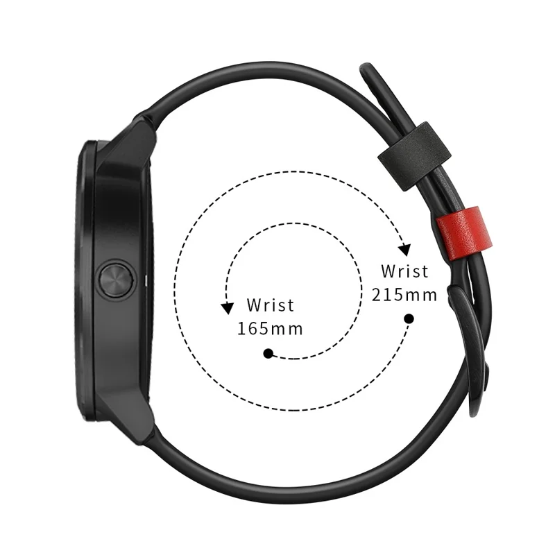20 mm Nähdesign Echtes Leder -handgelenk Bandgurt Ersatz Für Garmin Vivoactive3 / Vivomovehr - Schwarz