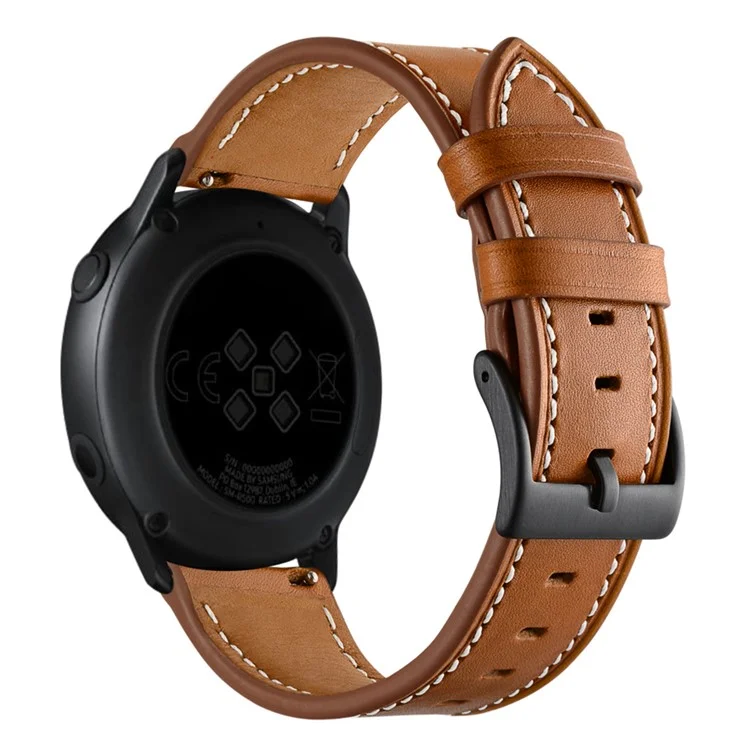 Ремешок для умных часов 20 мм из натуральной коровьей кожи для Samsung Galaxy Watch4 Classic/Galaxy Watch4/Galaxy Watch Active1/Active2 - Коричневый