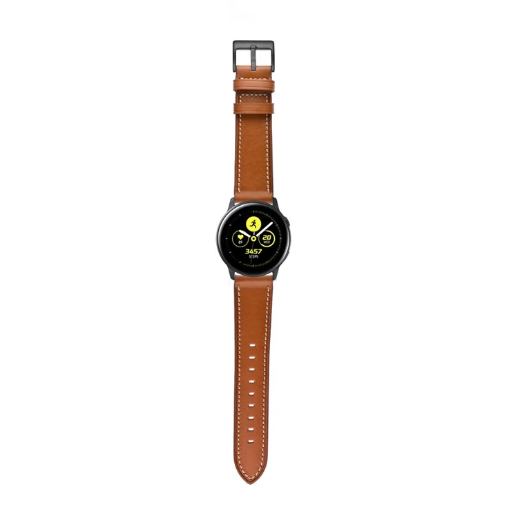 Ремешок для умных часов 20 мм из натуральной коровьей кожи для Samsung Galaxy Watch4 Classic/Galaxy Watch4/Galaxy Watch Active1/Active2 - Коричневый
