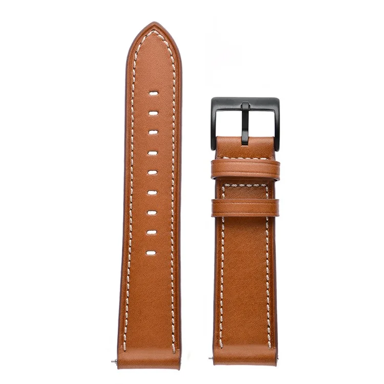 20mm Genuine Leather Smart Watch Replacement Strap for Samsung Galaxy Watch4 Classic 46mm 42mm/Galaxy Watch4 44mm 40mm/Galaxy Watch Active1/Active2 40mm 44mm - Brown