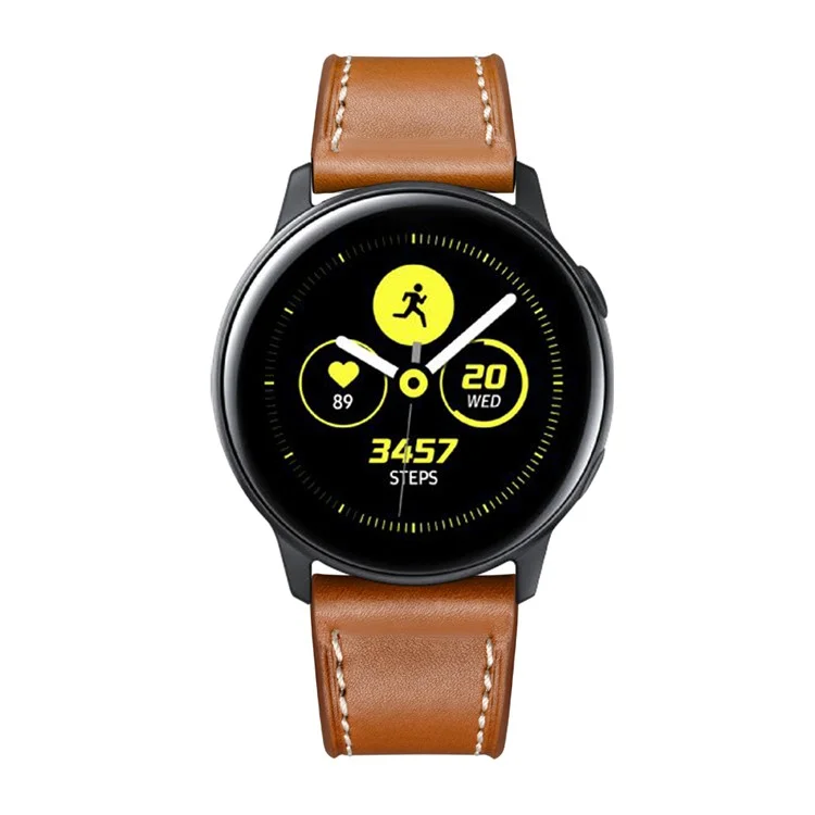 Ремешок для умных часов 20 мм из натуральной коровьей кожи для Samsung Galaxy Watch4 Classic/Galaxy Watch4/Galaxy Watch Active1/Active2 - Коричневый