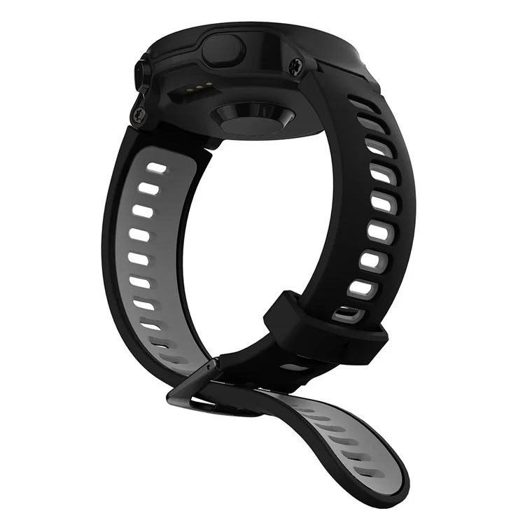 Silicone Watch Band Black Buckle with Connecting Rods for Garmin Forerunner 735XT 220 230 235 620 630 - Black / Grey