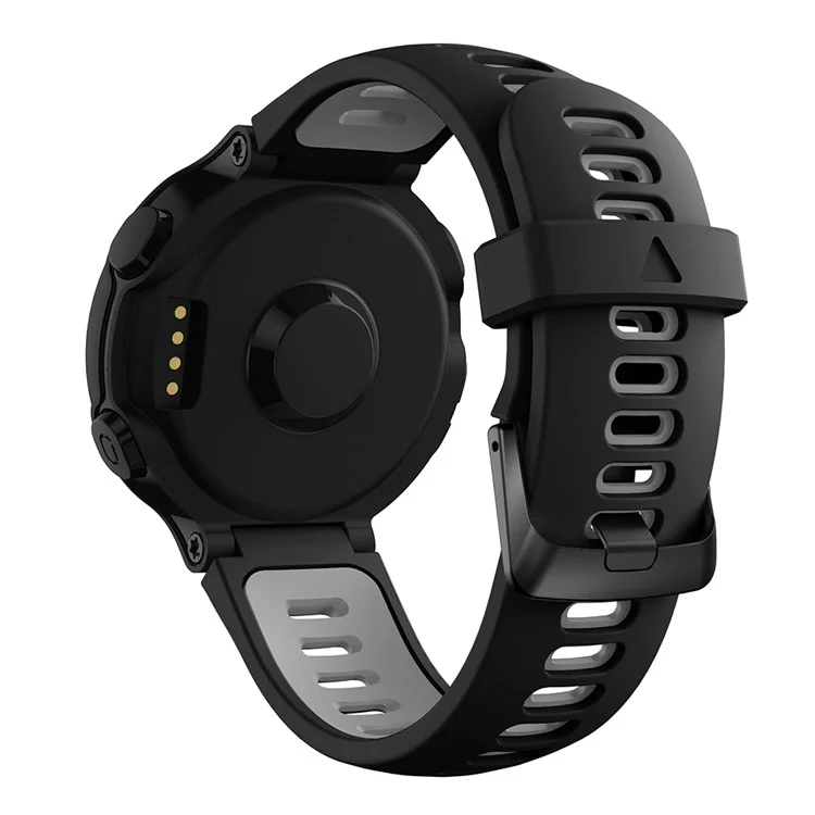 Silicone Watch Band Black Buckle with Connecting Rods for Garmin Forerunner 735XT 220 230 235 620 630 - Black / Grey