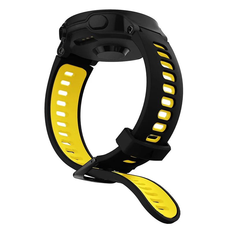 Silicone Watch Band Black Buckle with Connecting Rods for Garmin Forerunner 735XT 220 230 235 620 630 - Black / Yellow