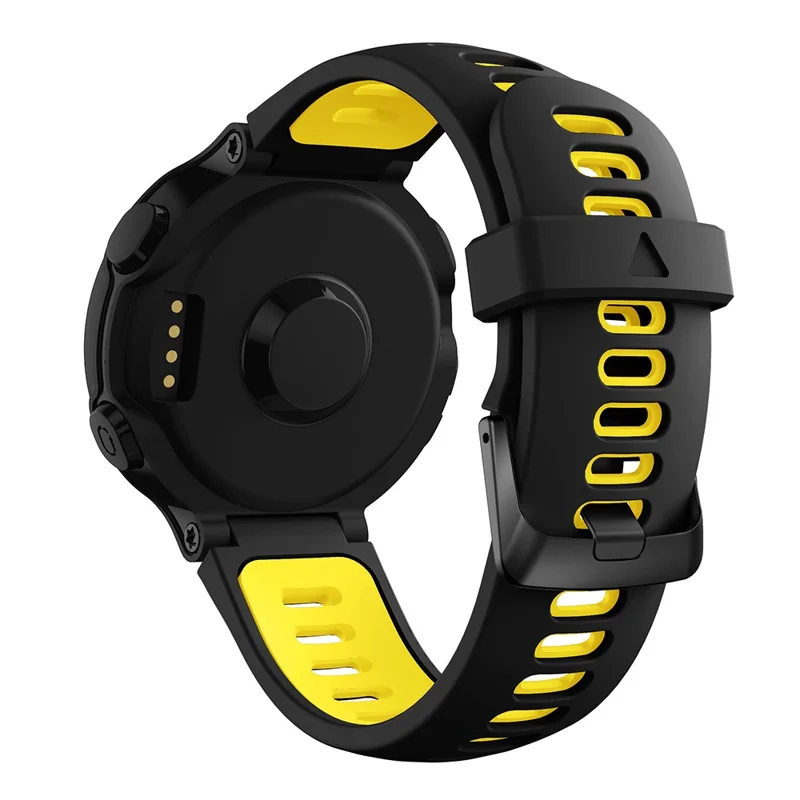 Silicone Watch Band Black Buckle with Connecting Rods for Garmin Forerunner 735XT 220 230 235 620 630 - Black / Yellow