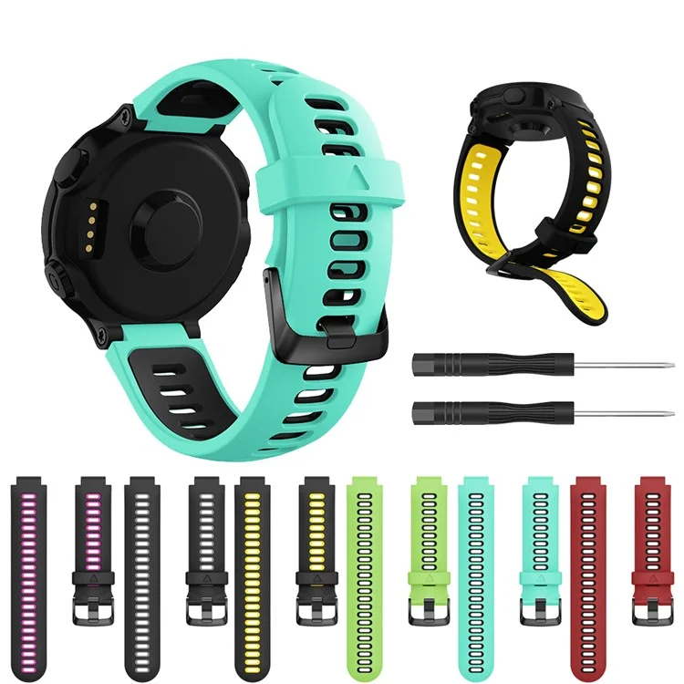 Силиконовые Часы Band Для Garmin Forerunner 735XT 220 230 235 620 630, Двойной Напясток Запястья С Черной Пряжкой - Красный / Чернить