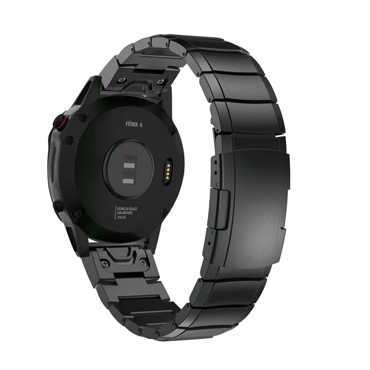 Para Garmin Fenix ​​6 Substituição de Pulseira de Relógio de Aço Inoxidável de Aço Inoxidável Com Fivela de Borboleta - Preto