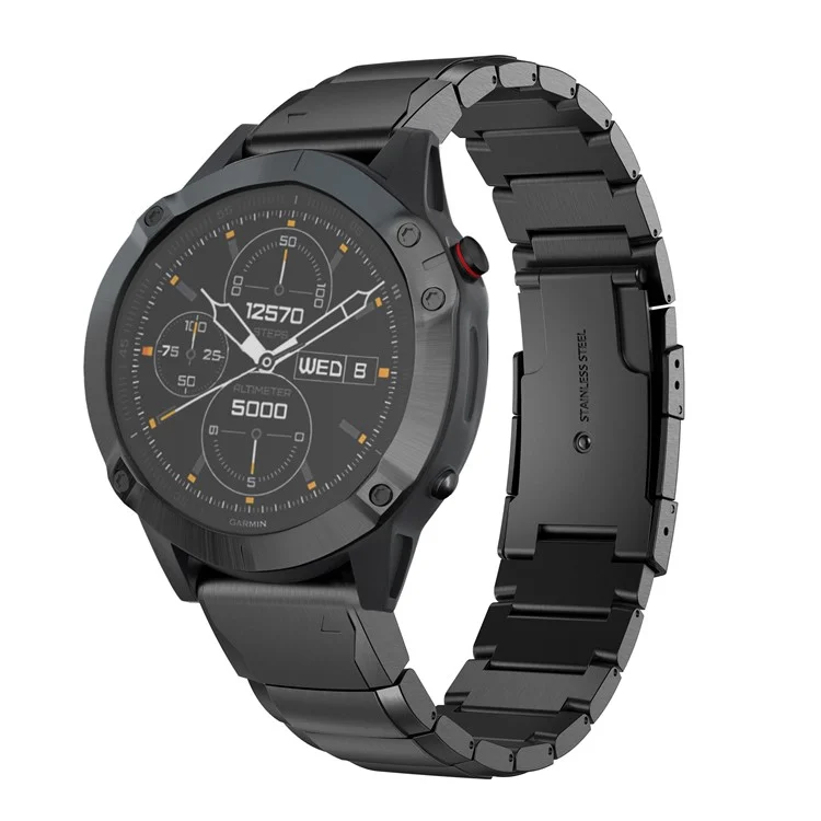 Para Garmin Fenix 6X Pulseira de Aço Inoxidável com 1 Conector - Preto