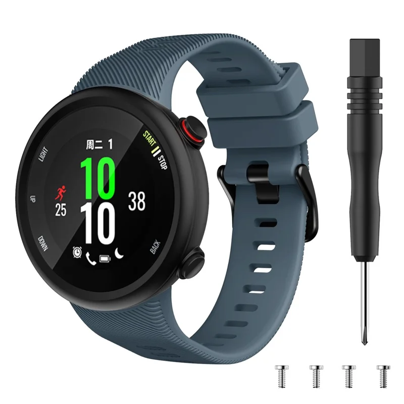 Silicone Watch Band Strap Black Buckle for Garmin Forerunner 45 - Titanium Grey