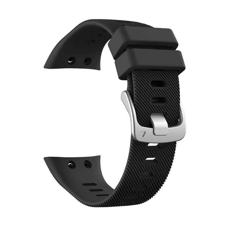 Silicon Watch Band Silberschnalle Für Garmin Forerunner 45s - Schwarz