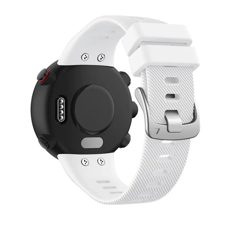 Silicone Watch Band Silver Buckle for Garmin Forerunner 45S - White