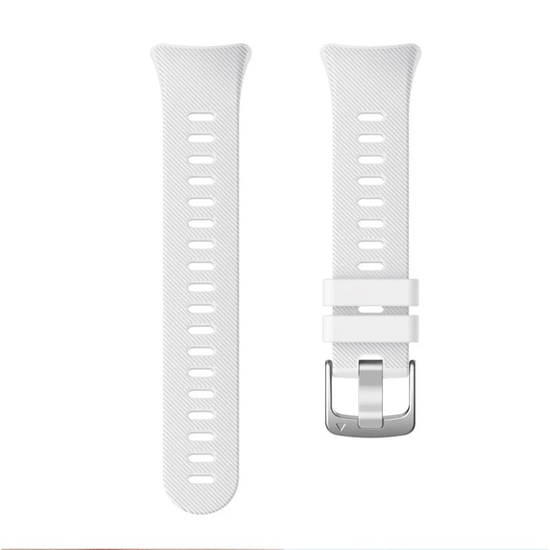 Silicone Watch Band Silver Buckle for Garmin Forerunner 45S - White